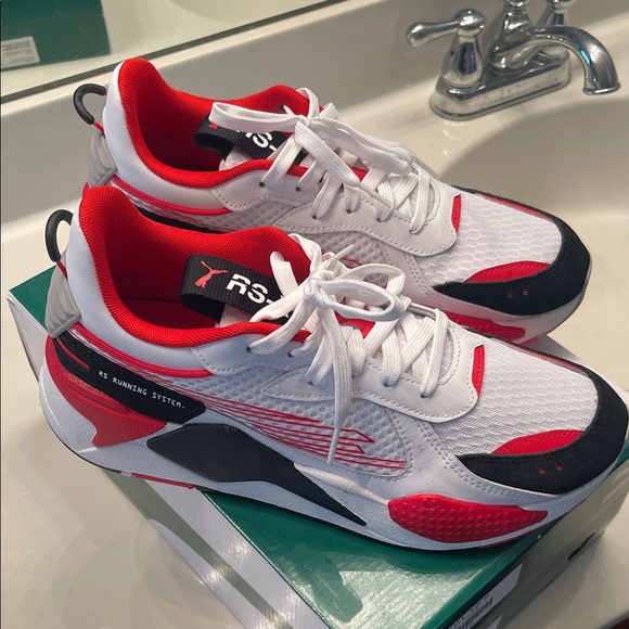 Puma RS-X White and Red Athletic Shoes - Picture 1 of 1